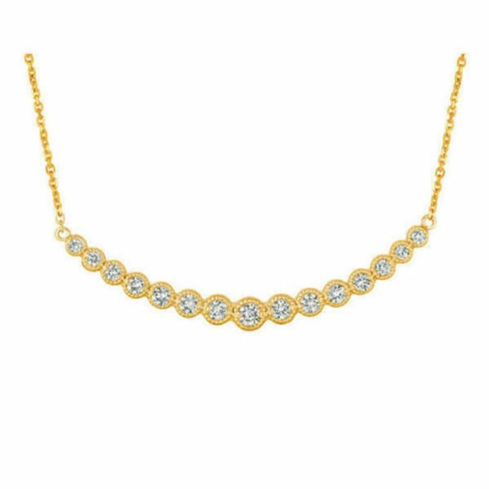 1 Carat Natural Diamond Necklace 14K Yellow Gold
